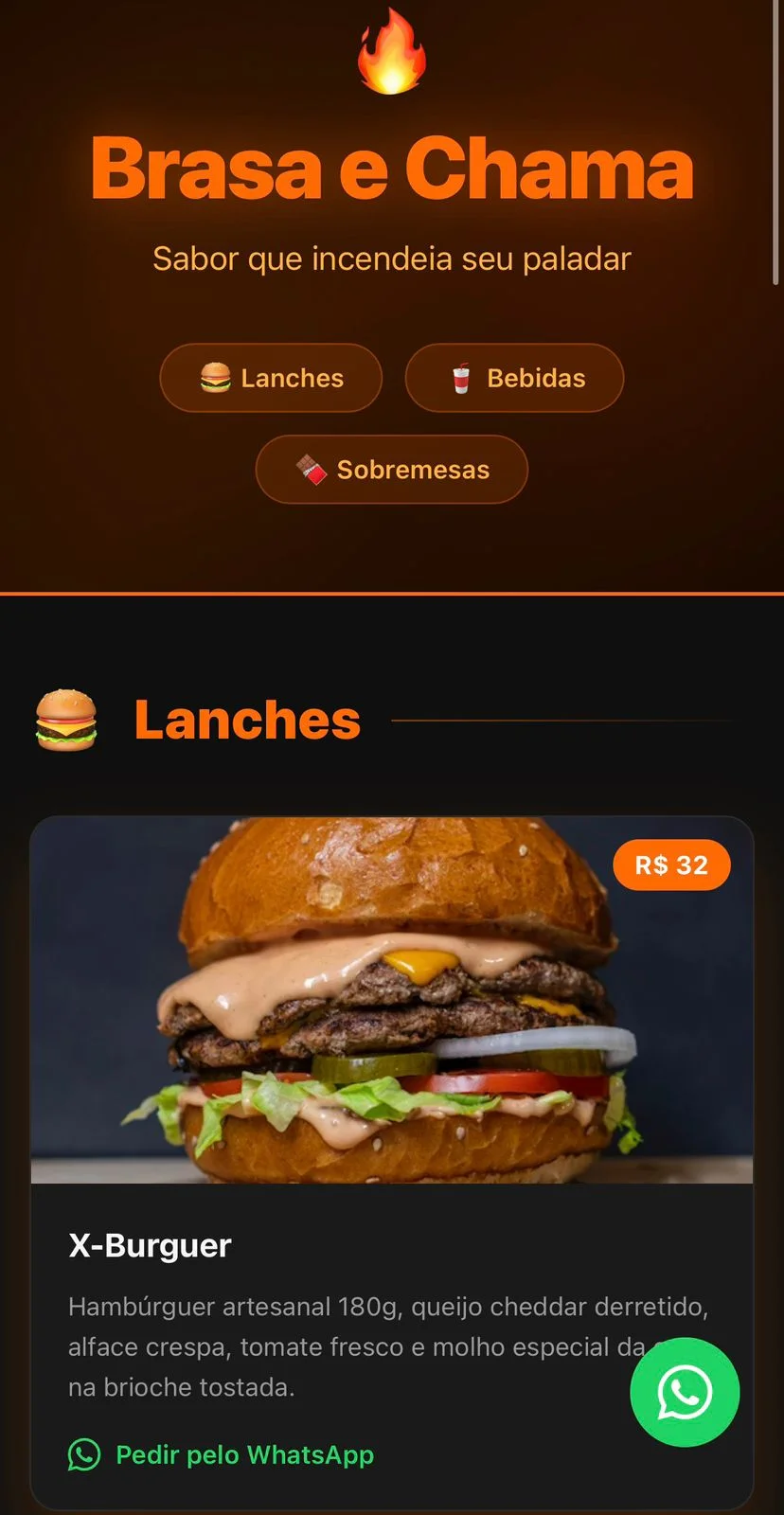 App de cardápio digital para lanchonete
