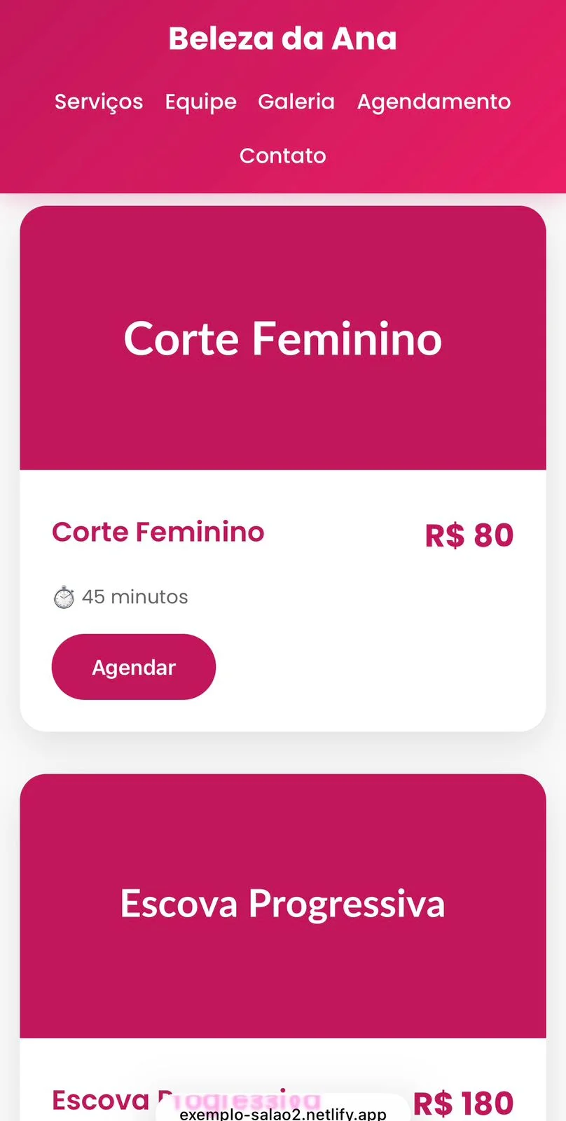 App de salão de beleza